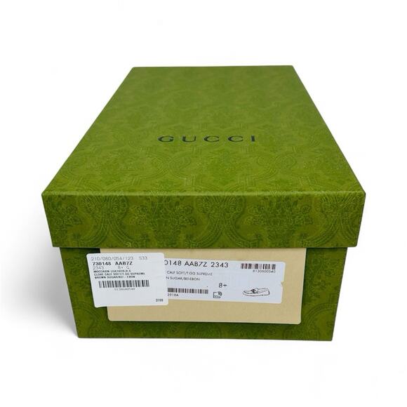 NIB Gucci Men Loafer 8.5 US 9 Brown GG Supreme Canvas Leather Driver Moccasins - Picture 11 of 12